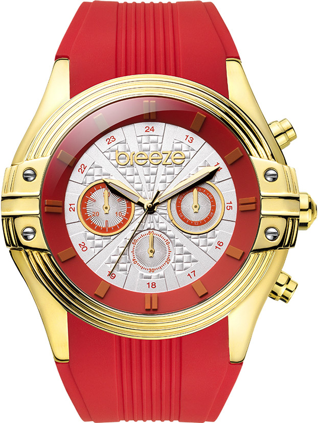 BREEZE City Sleek Chrono Red Rubber Strap 110251.8