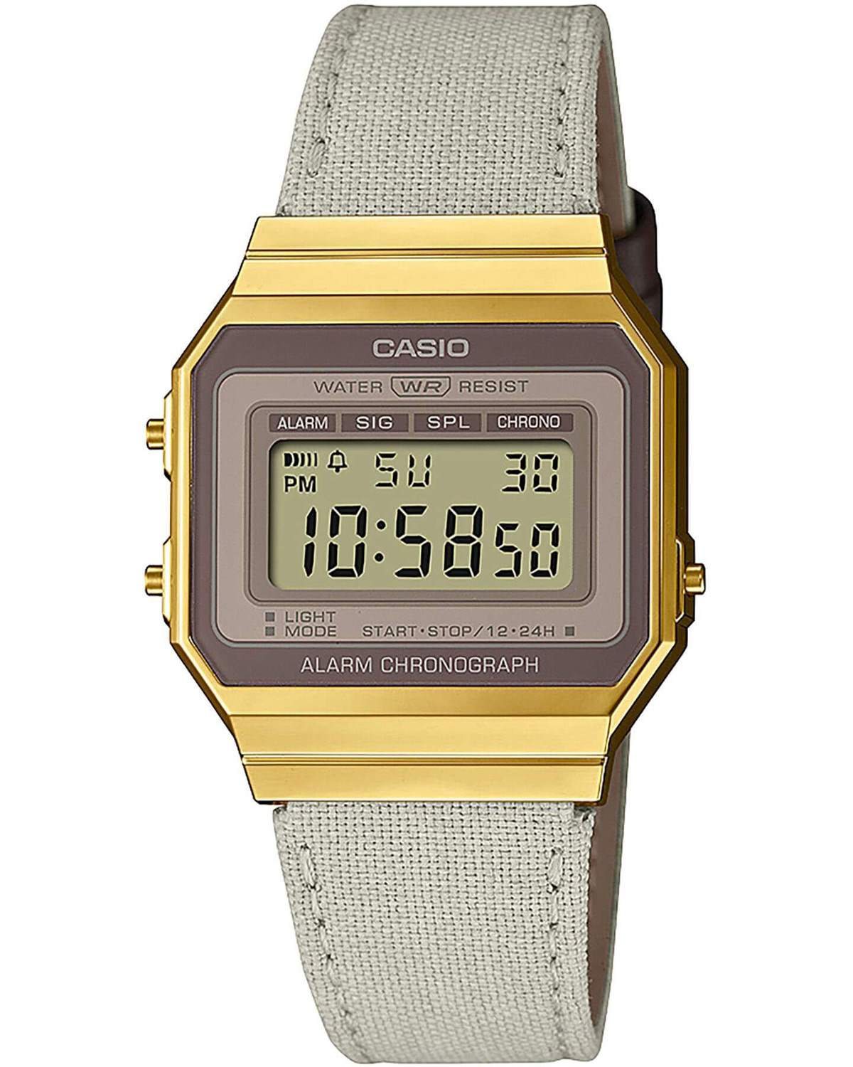 CASIO Vintage Chronograph Beige Fabric Strap A-700WEGL-7AEF