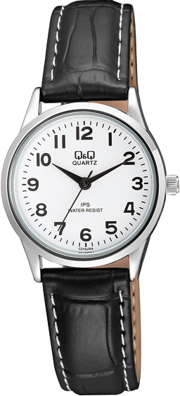 Q&Q Black Leather Strap C215J304Y