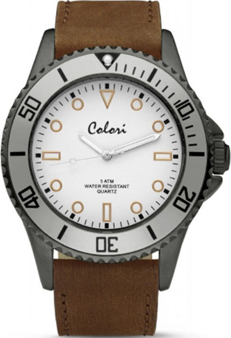 Colori Rose Gold Brown Leather Strap COL352