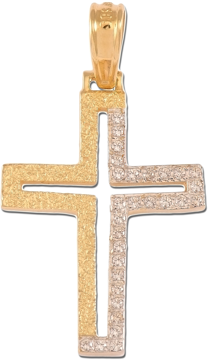 Σταυρός 14Κ από λευκό και κίτρινο χρυσό code GK1221