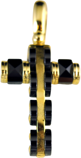 Χρυσός Σταυρός 18Κ με μαύρες κεραμικές πέτρες code GK0026-27-1505