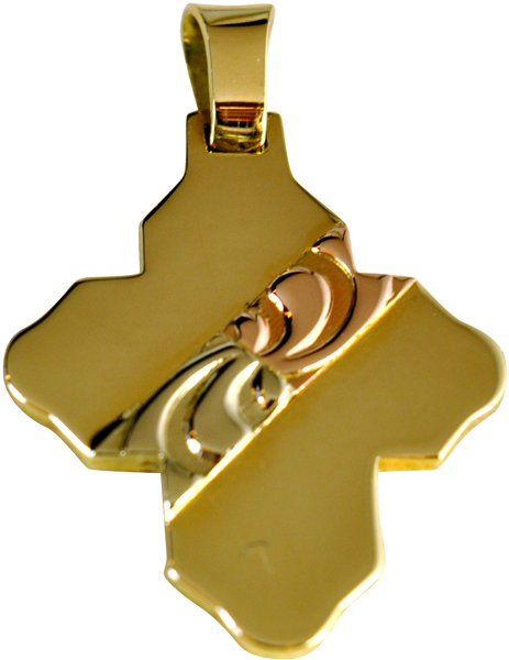 Χρυσός Σταυρός 14Κ με ροζ χρυσό και  λευκόχρυσο code GK0029-1005