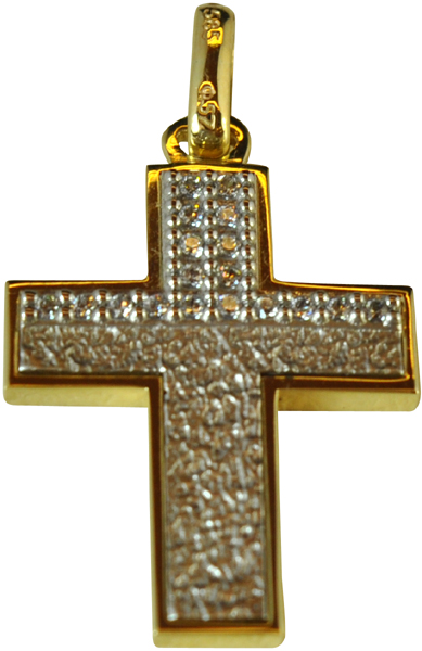 Σταυρός 14Κ από Κίτρινο και Λευκό Χρυσό με ημιπολύτιμες πέτρες code GK0121-0708