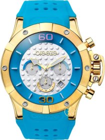 Breeze Summer Daze Chrono Gold Blue Rubber Strap 110171.6