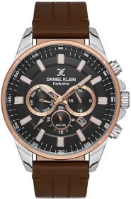 Daniel Klein Brown Leather Strap Men's watch DK.1.13286-4