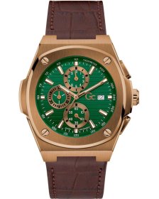 Guess Collection Coussin Shape Chronograph Brown Leather Strap Y99011G9MF