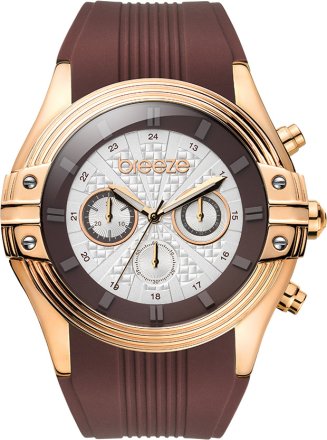 BREEZE City Sleek Chrono Brown Rubber Strap 110251.4