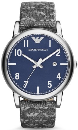 Emporio Armani Classic Blue Dial Grey Canvas Men's Watch AR1833