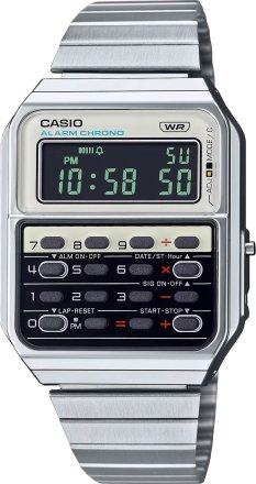 CASIO Vintage CA-500WE-7BEF Calculator Silver Stainless Steel Bracele