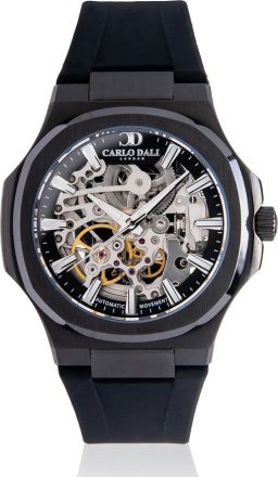 CARLO DALI "Timeless" Skeleton Total Black Rubber Watch CD.WA.0067.0170.03