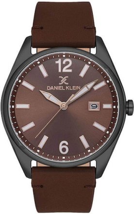 Daniel Klein Brown Leather Strap Mens watch DK.1.13666-4
