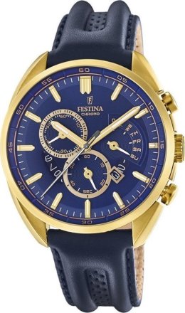 FESTINA Gold Blue Leather Chronograph F20268/2