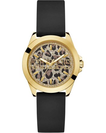 Guess Menagerie Crystals Black Rubber Strap GW0749L2