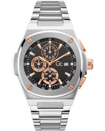 Guess Collection Coussin Shape Chronograph Silver Stainless Steel Bracelet Y99001G2MF