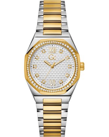 Guess Collection Coussin Sleek Crystals Two Tone Stainless Steel Bracelet Z25002L1MF