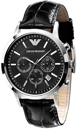 Emporio ARMANI Chronograph Black Leather Strap AR2447